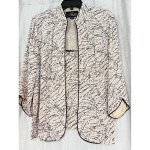 Alex Evenings Womens 2pc Jacket Tank Set Large Beige Black Metallic Formal Event